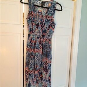 High Low Blue Patterned Dress
